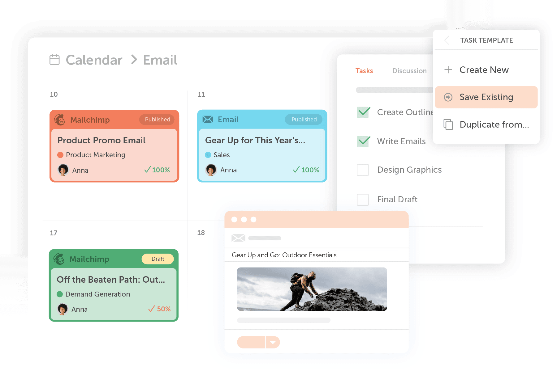 Email use case in Marketing Calendar